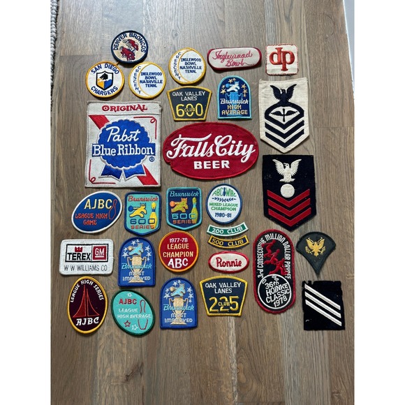 Unbranded Other - Lot of 29 Vintage Sew On Patches 1970's Beer Bowling Military NFL PBR Falls City
